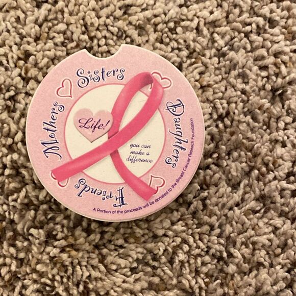 Pink Ribbon Breast Cancer Awareness Absorbent Ceramic Car Cupholder Coaster - Picture 1 of 2
